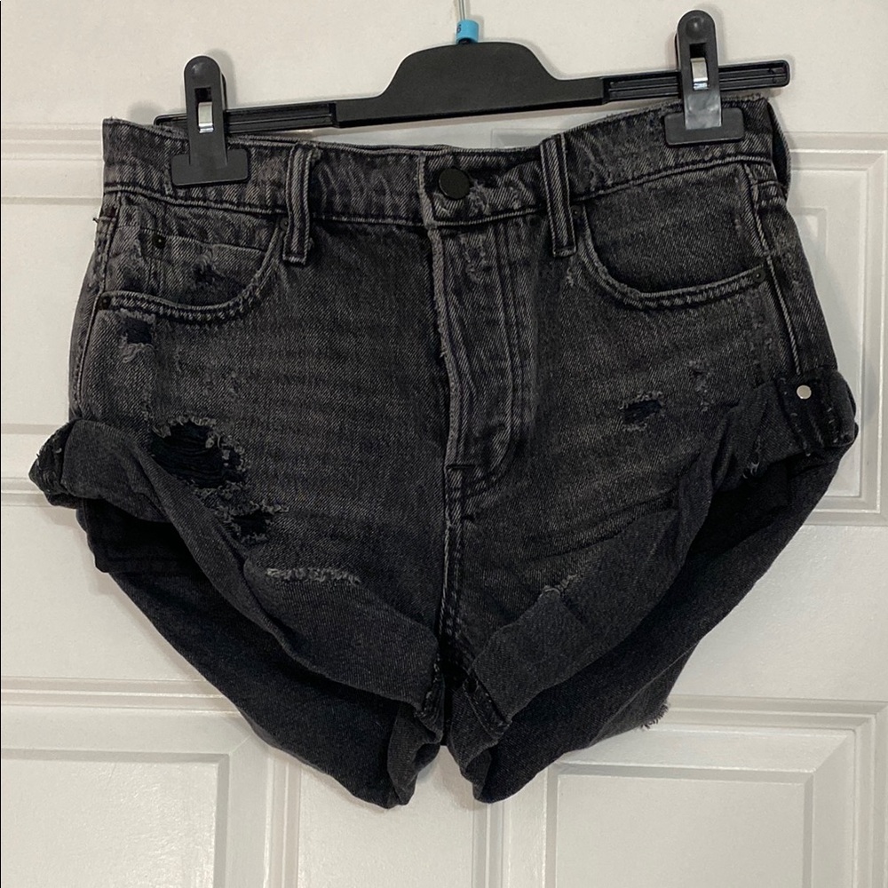 Alexander Wang Charcoal Distressed Jean Shorts